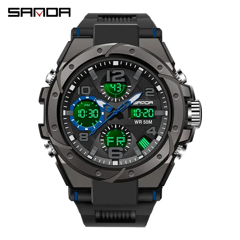 Sanda 6008/6062 Light Blue Digital Men's Watch