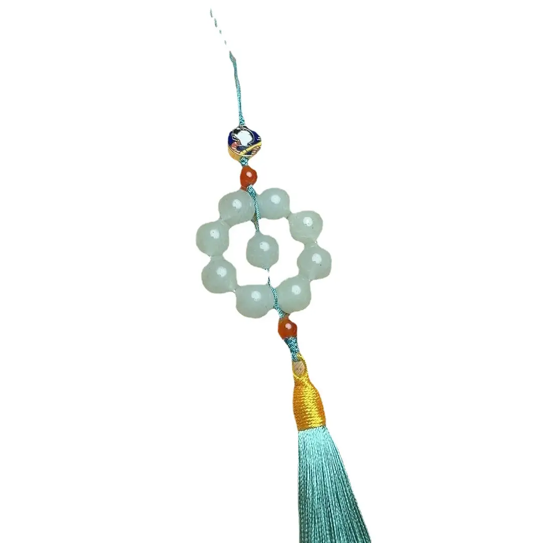 She Taicui Green Beaded Pendant with Tassel - Image 6