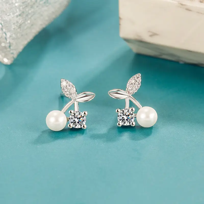 Girl's Heart Zircon Pearl Earrings 2022 Fashion - Image 3