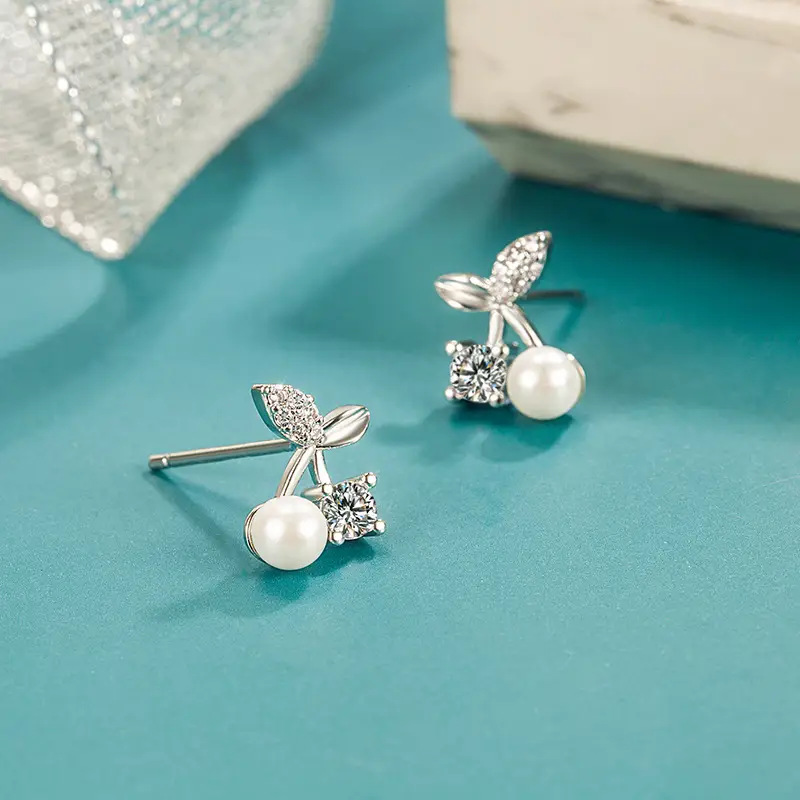 Girl's Heart Zircon Pearl Earrings 2022 Fashion - Image 4