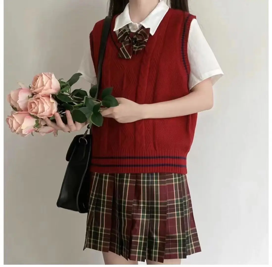 Women Loose V-Neck Knitted Vest Navy White - Image 4