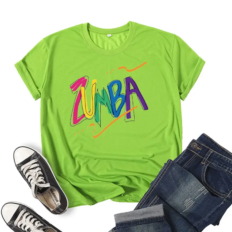 ZUMBA Printed Green T-Shirt Casual Wear 2022 - Image 20