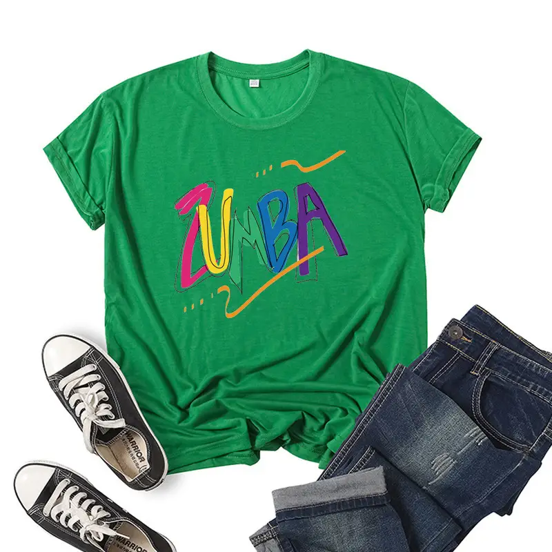 ZUMBA Printed Green T-Shirt Casual Wear 2022 - Image 2