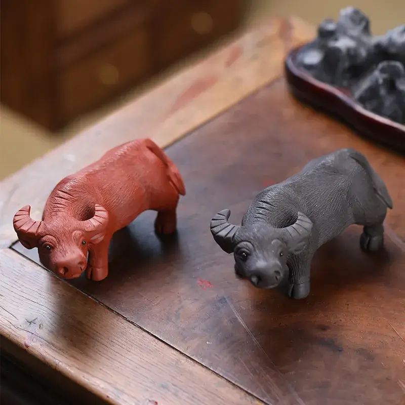 Yixing Purple Sand Handmade Zodiac Cattle Decorative Sculpture - Image 4