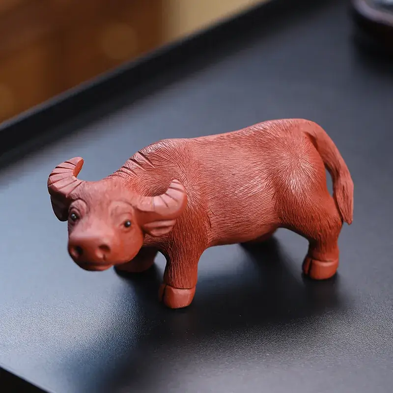 Yixing Purple Sand Handmade Zodiac Cattle Decorative Sculpture - Image 5
