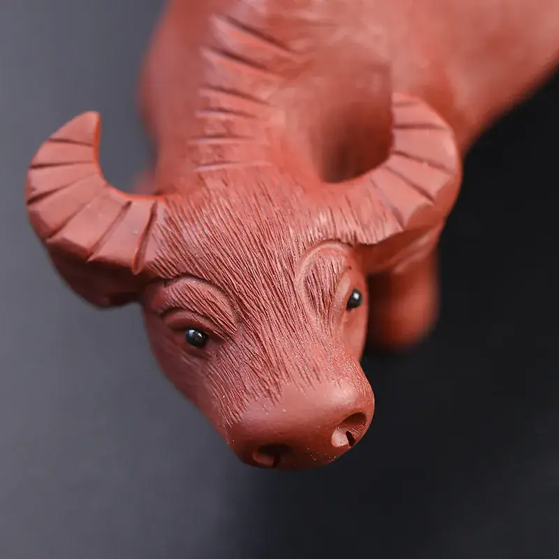Yixing Purple Sand Handmade Zodiac Cattle Decorative Sculpture - Image 6