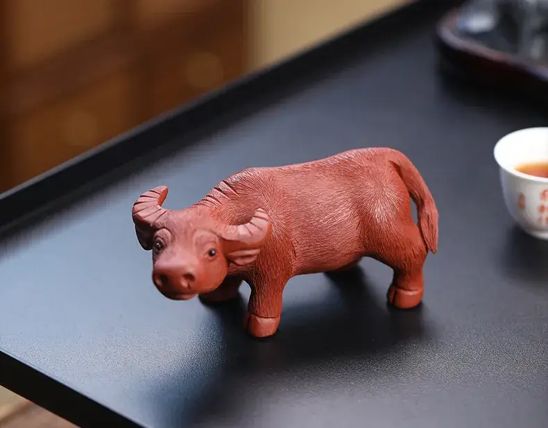 Yixing Purple Sand Handmade Zodiac Cattle Decorative Sculpture - Image 2