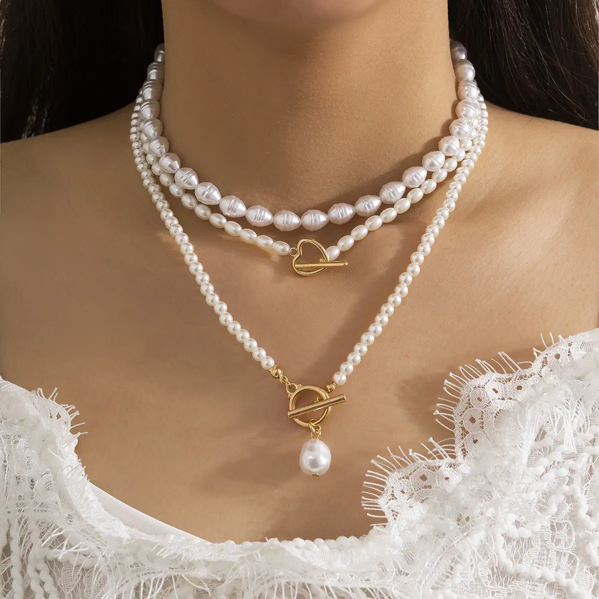 Multi-layer Pearl Choker for Women European American