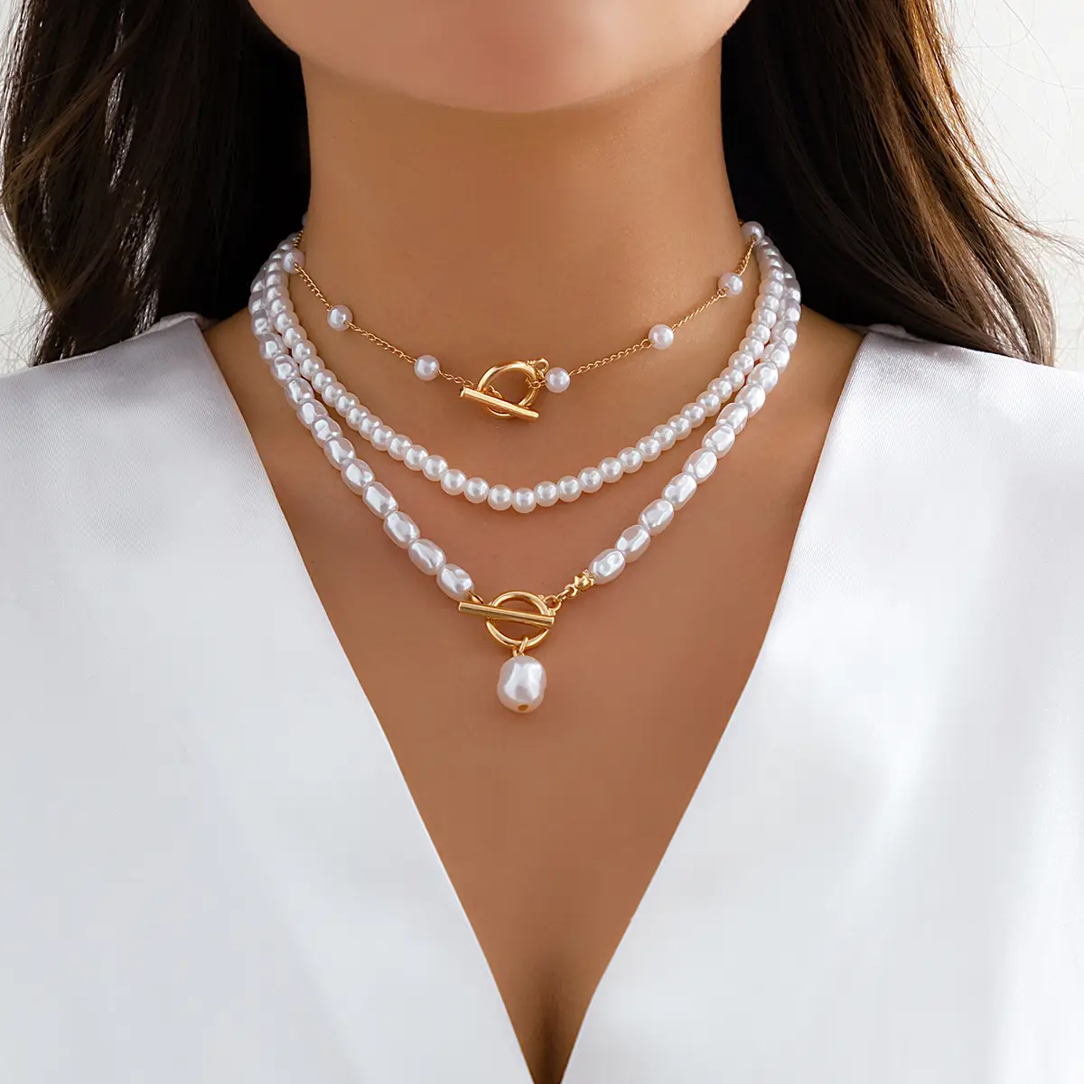 Multi-layer Pearl Choker for Women European American