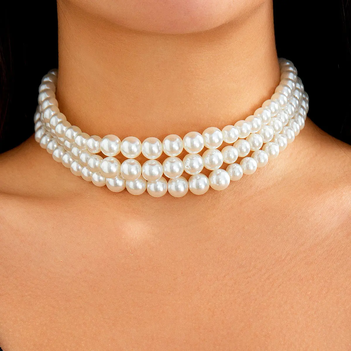 Multi-layer Pearl Choker for Women European American