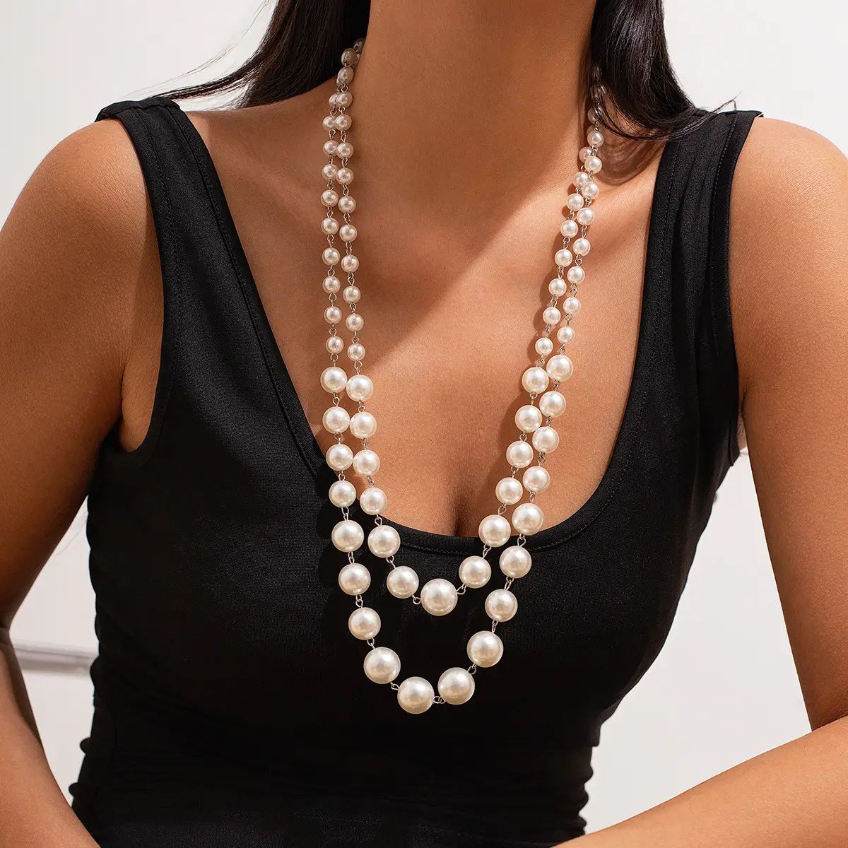 Multi-layer Pearl Choker for Women European American