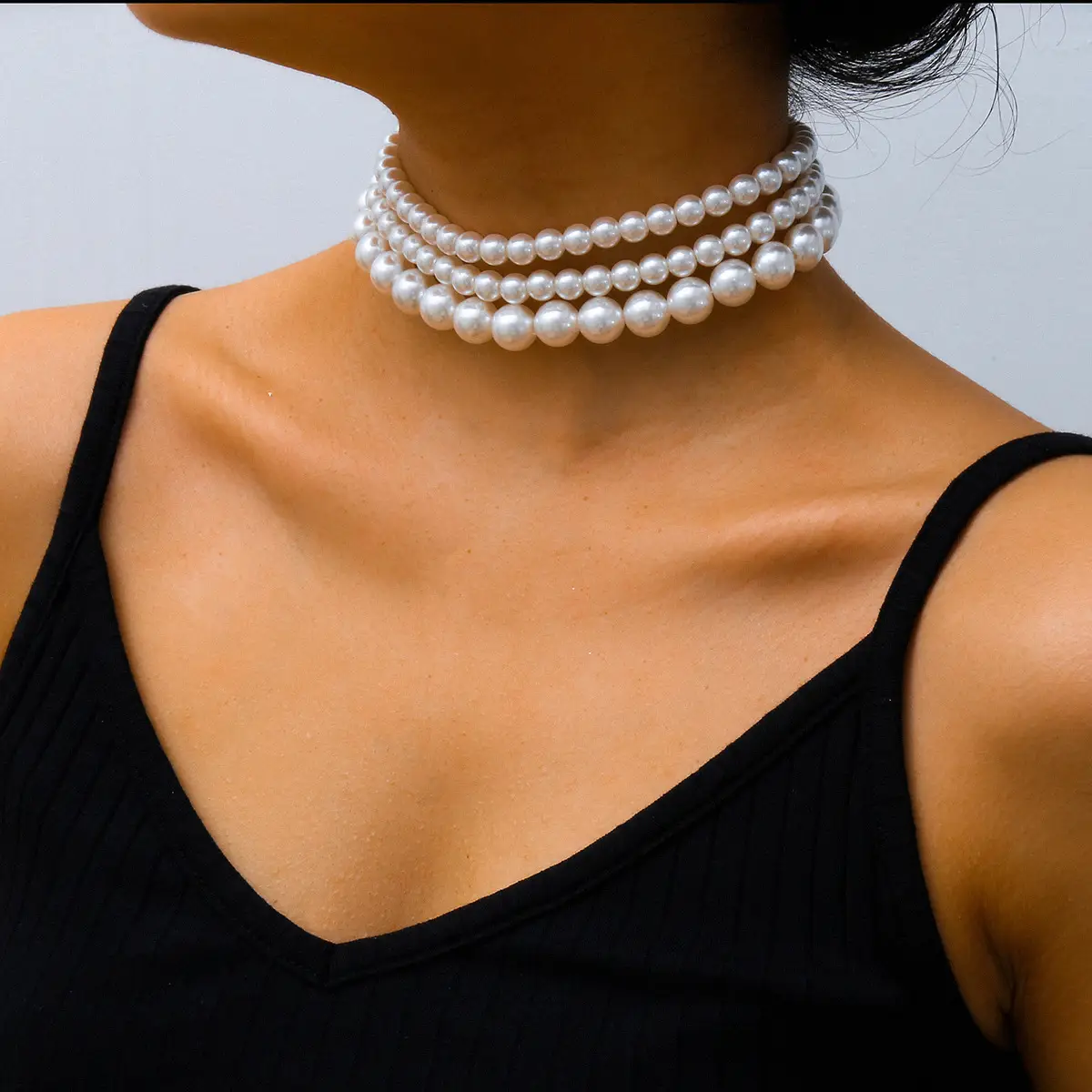 Multi-layer Pearl Choker for Women European American