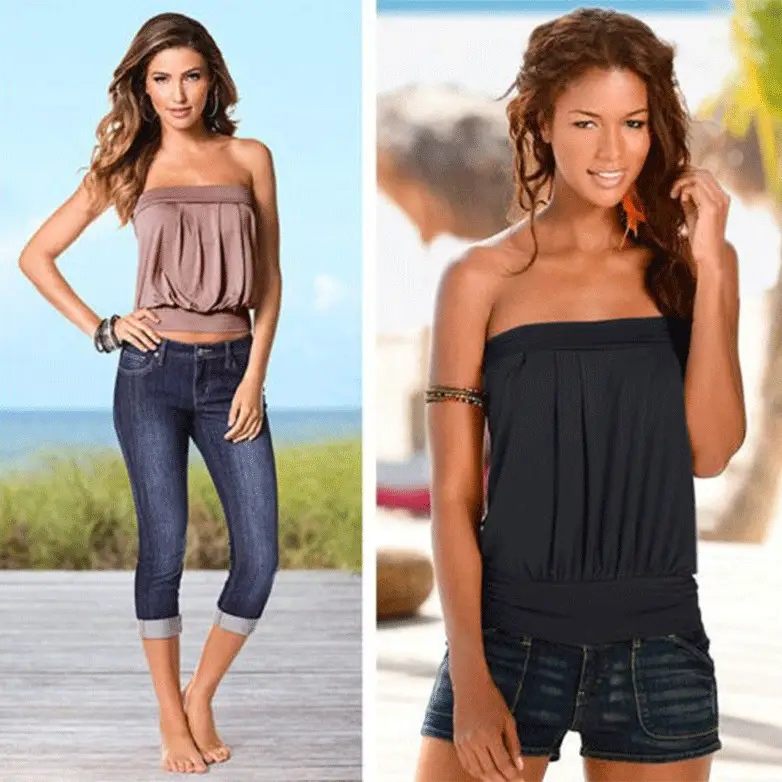 Black Strapless Tube Top Vest for Women - Image 5