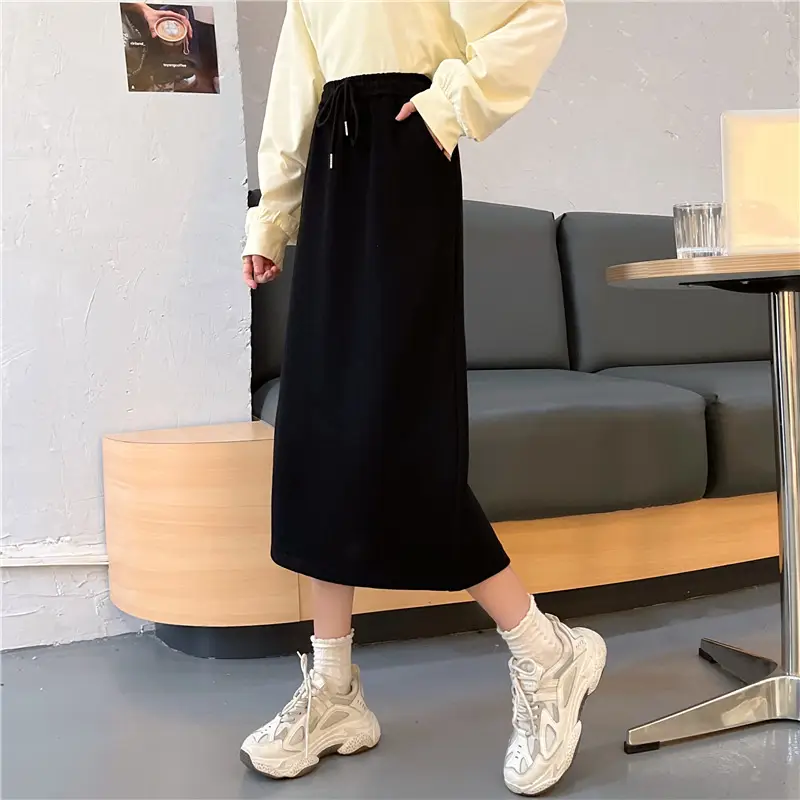 Black A-Line Skirt for Men 2022 Spring Autumn - Image 6