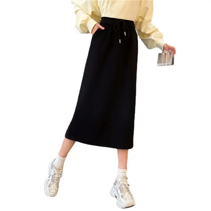 Black A-Line Skirt for Men 2022 Spring Autumn - Image 7