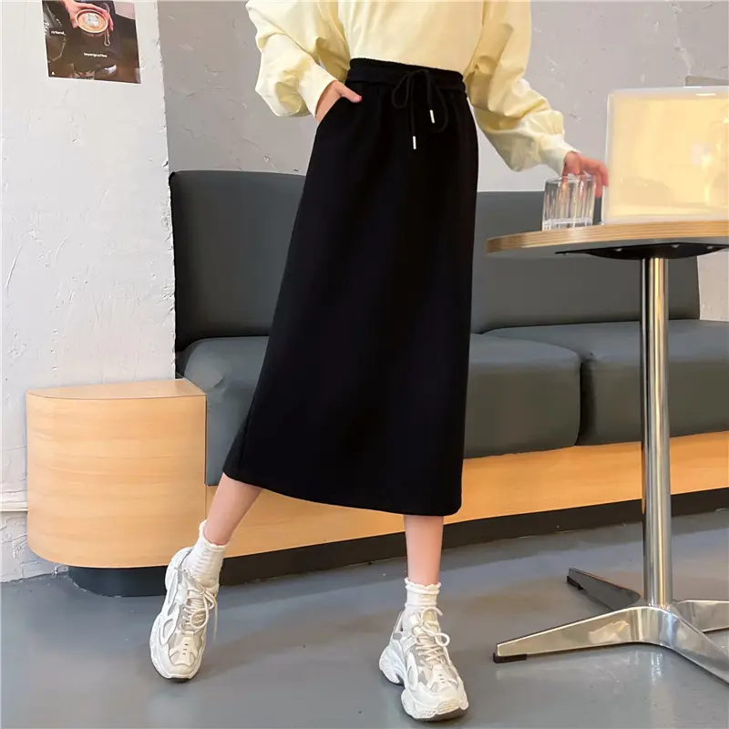 Black A-Line Skirt for Men 2022 Spring Autumn - Image 2