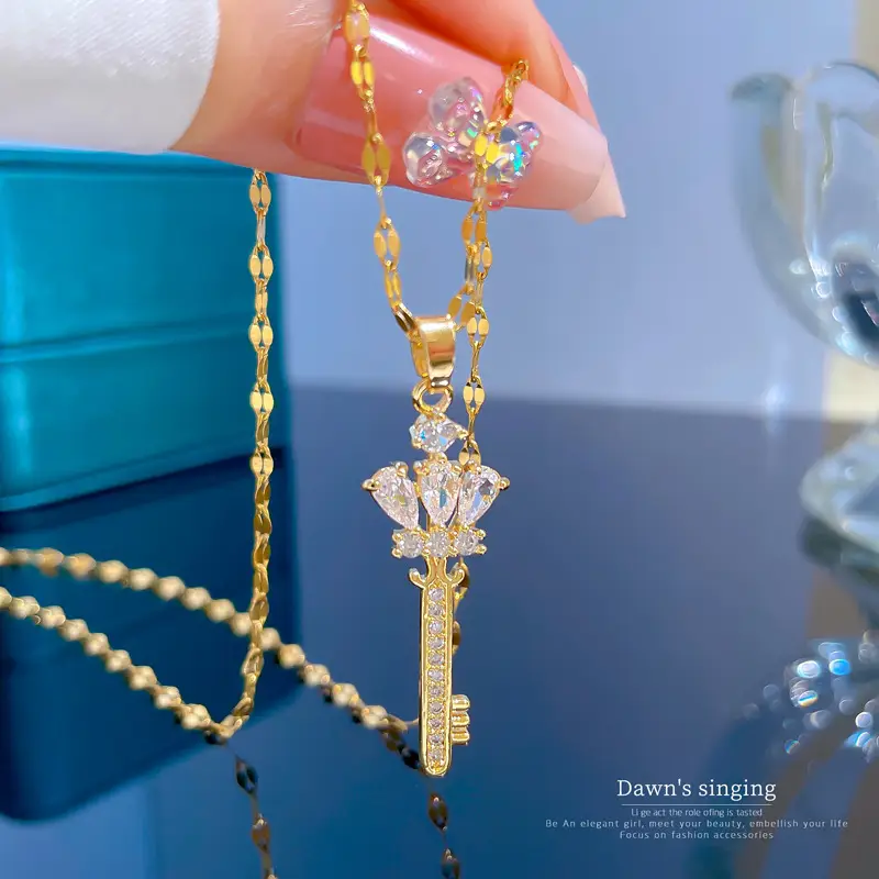 Gold Crown Diamond Necklace for Women - Image 4