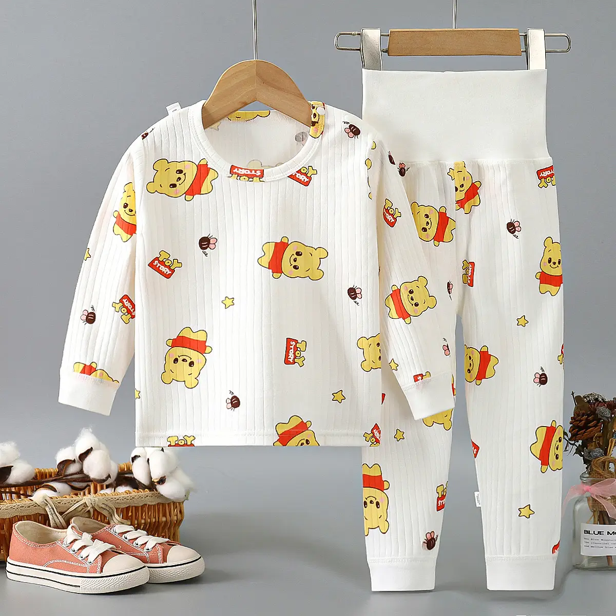 Children Cotton Pajamas Set with Rabbit Print - Image 5