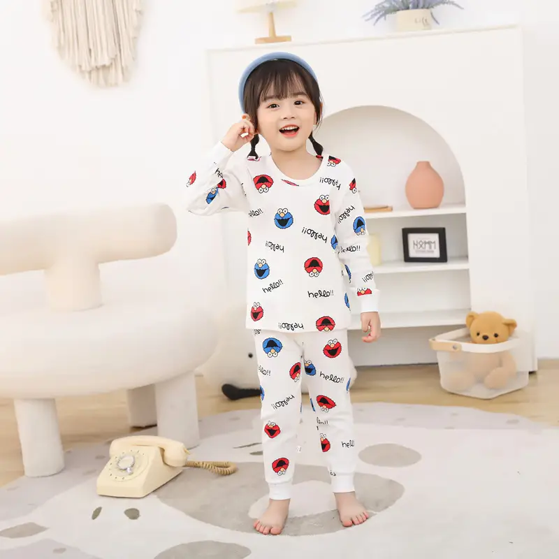 Children Cotton Pajamas Set with Rabbit Print - Image 2