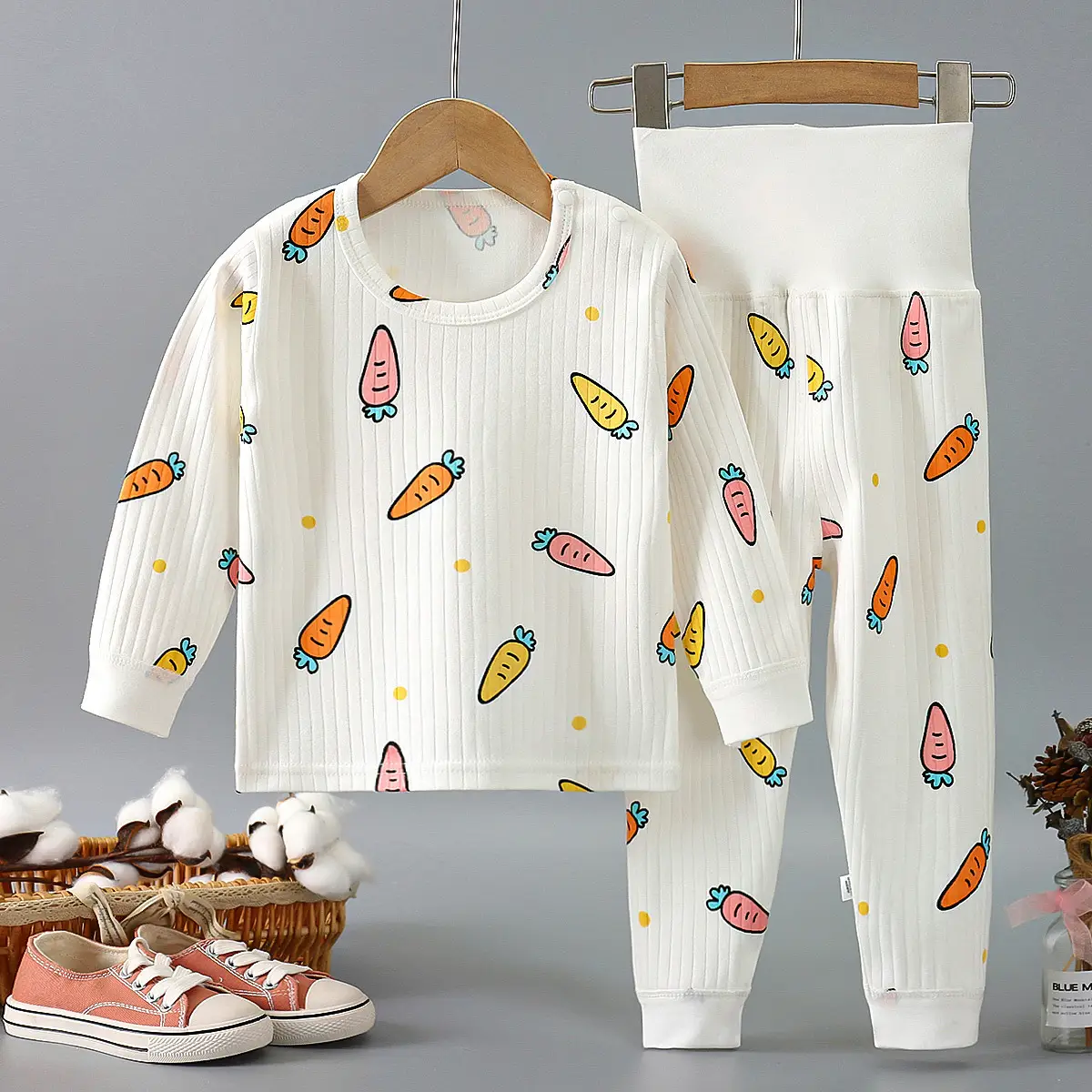 Children Cotton Pajamas Set with Rabbit Print - Image 4