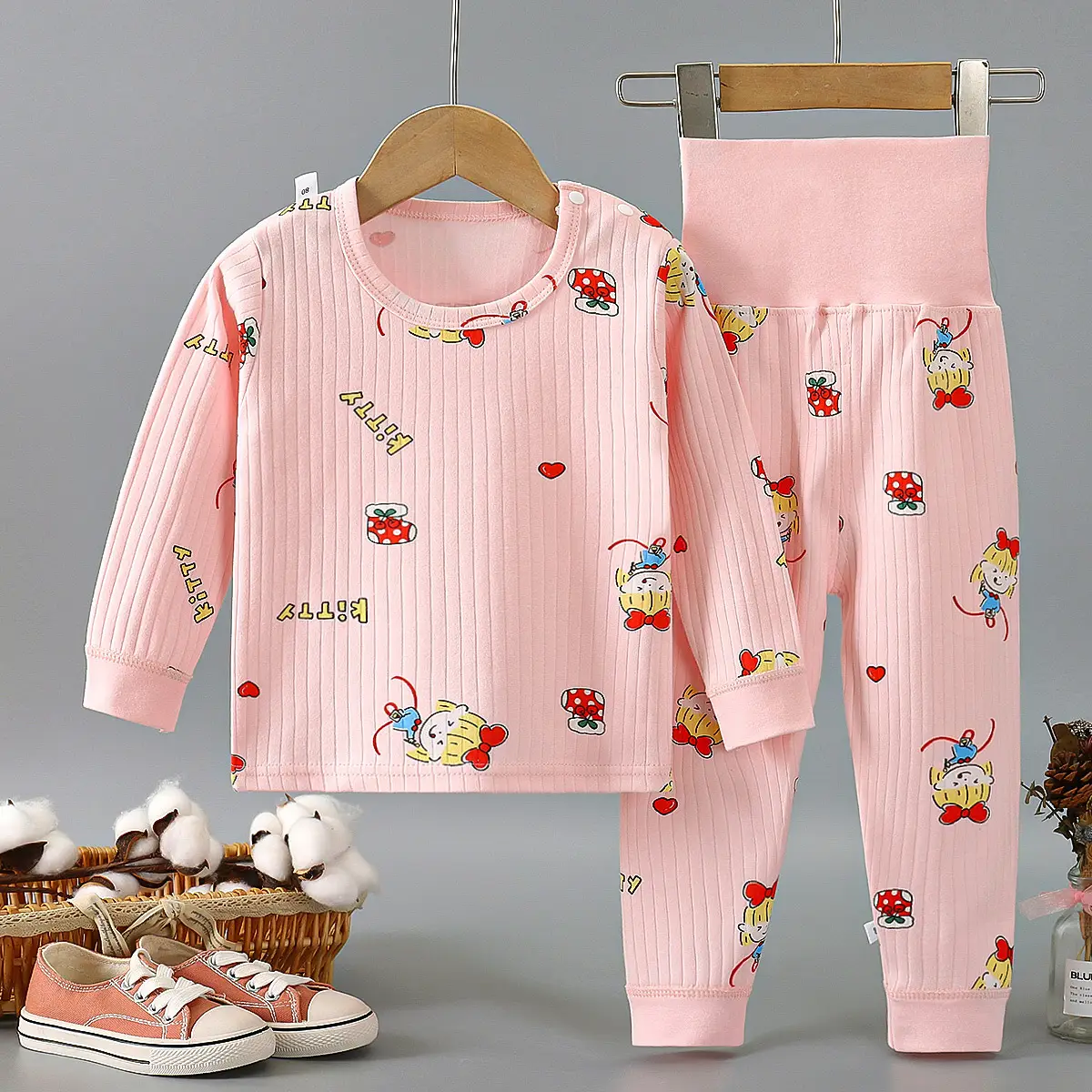 Children Cotton Pajamas Set with Rabbit Print - Image 7