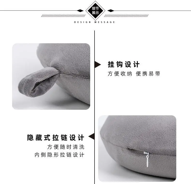 U-Shaped Memory Foam Neck Pillow Light Grey — feature 13