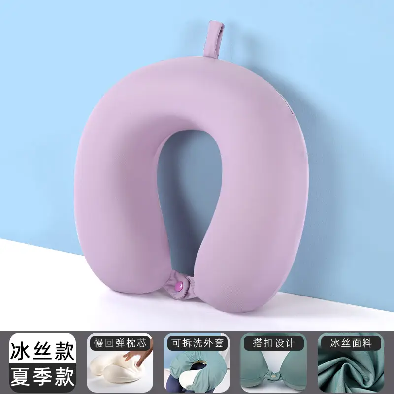 U-Shaped Memory Foam Neck Pillow Light Grey - Image 10