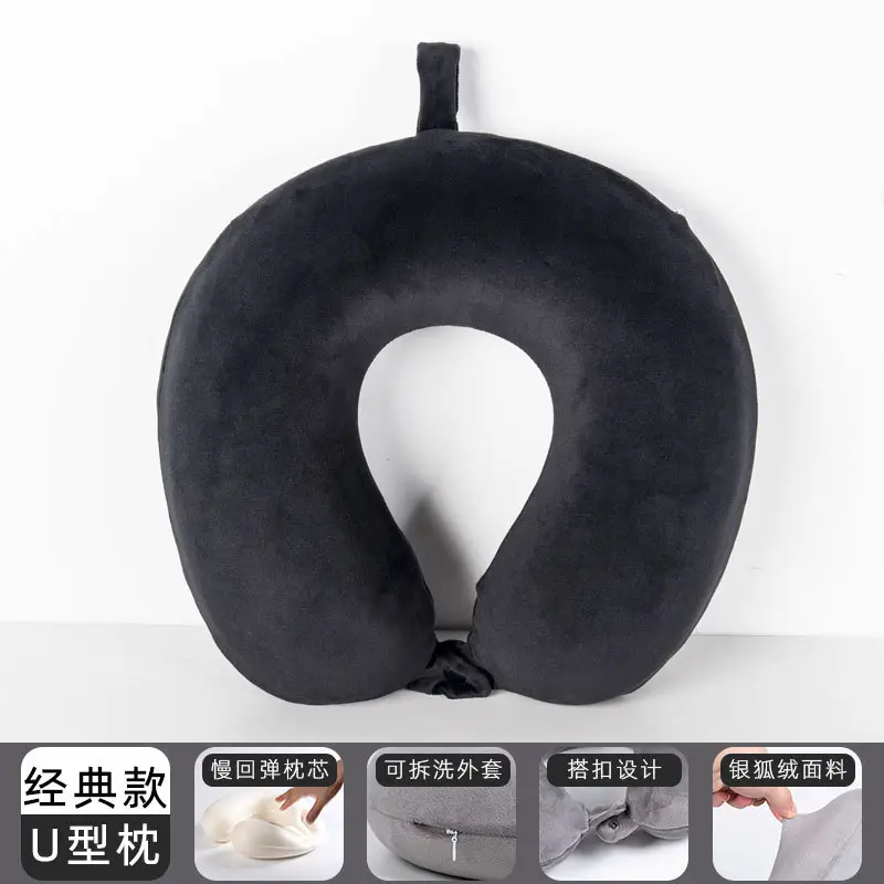 U-Shaped Memory Foam Neck Pillow Light Grey - Image 14