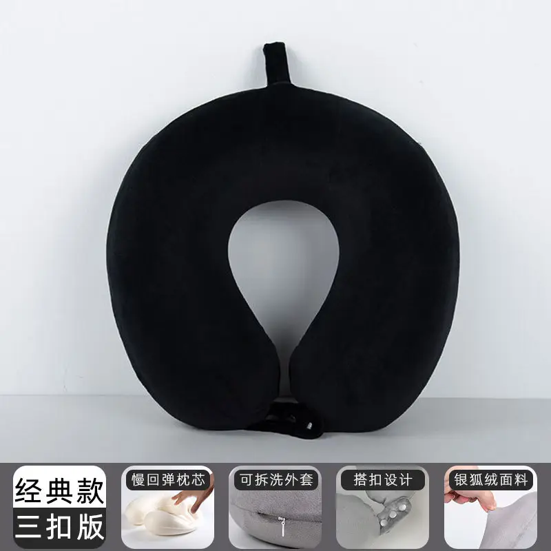 U-Shaped Memory Foam Neck Pillow Light Grey - Image 2