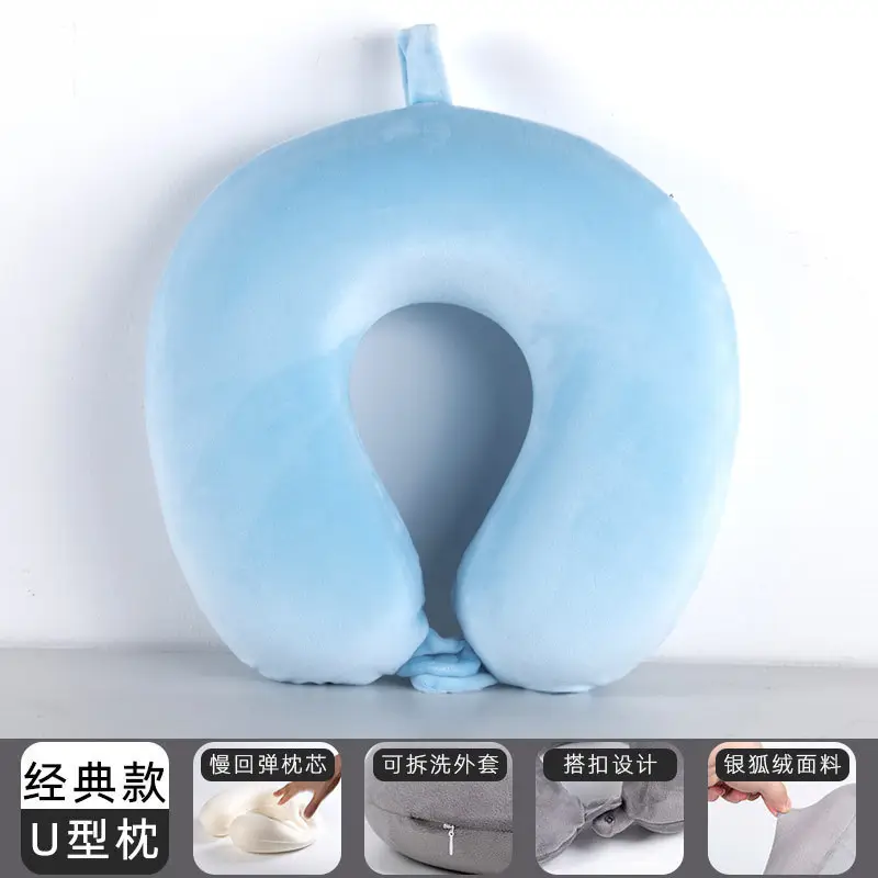U-Shaped Memory Foam Neck Pillow Light Grey - Image 21