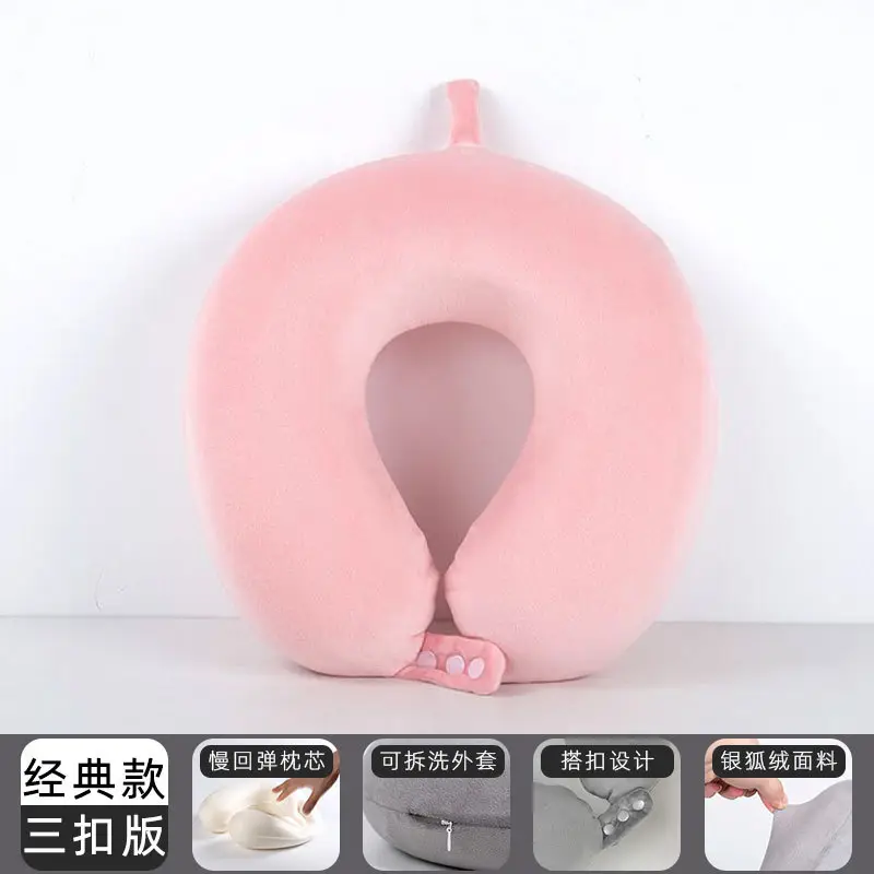 U-Shaped Memory Foam Neck Pillow Light Grey - Image 3