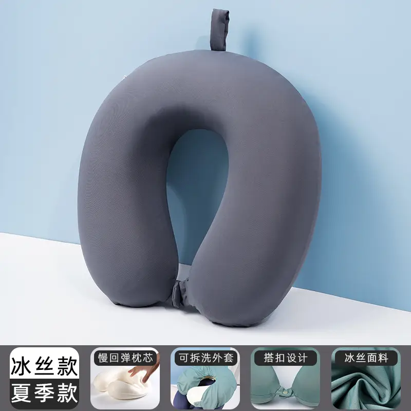 U-Shaped Memory Foam Neck Pillow Light Grey - Image 5