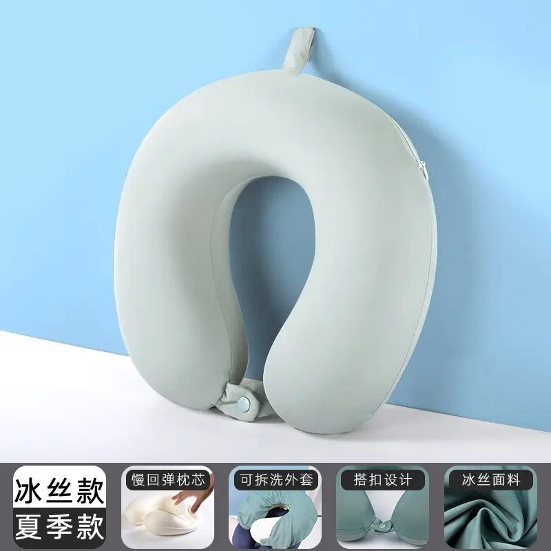 U-Shaped Memory Foam Neck Pillow Light Grey - Image 9