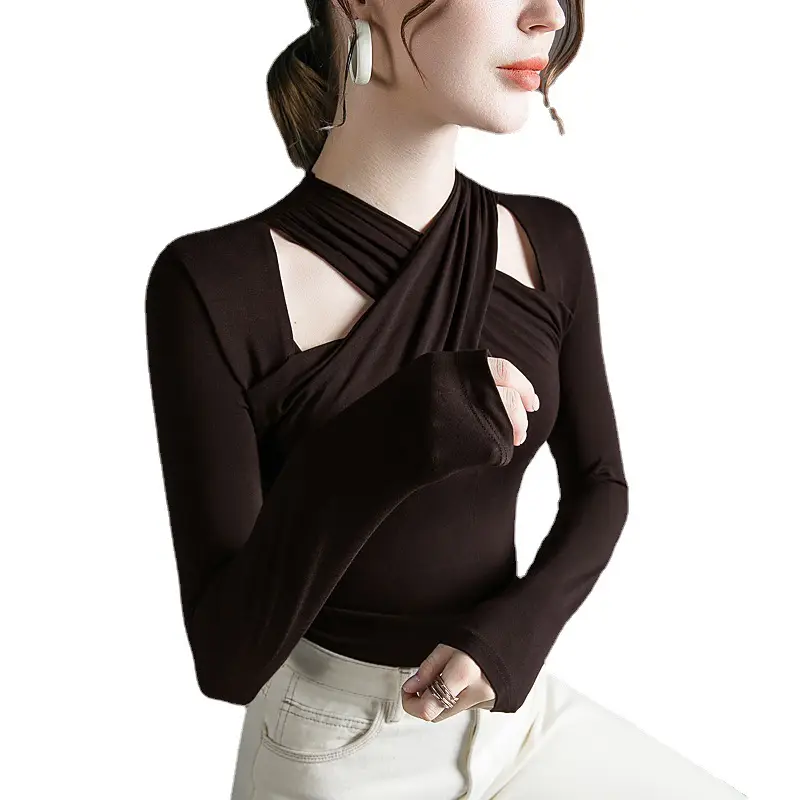 Hanging Neck Top Long Sleeve Black Underwear - Image 6
