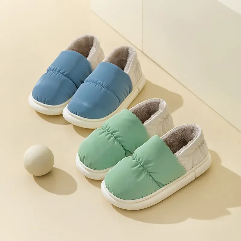 Cotton slippers bag heel home slippers winter women's waterproof down cloth thick shoes non-slip warm cotton shoes men's shoes wholesale