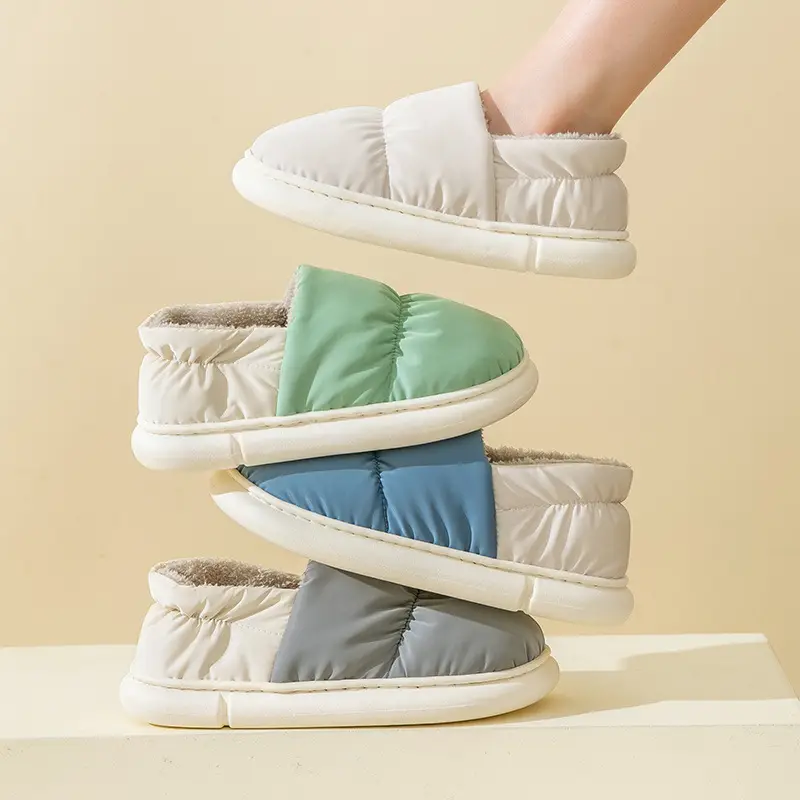 Cotton slippers bag heel home slippers winter women's waterproof down cloth thick shoes non-slip warm cotton shoes men's shoes wholesale