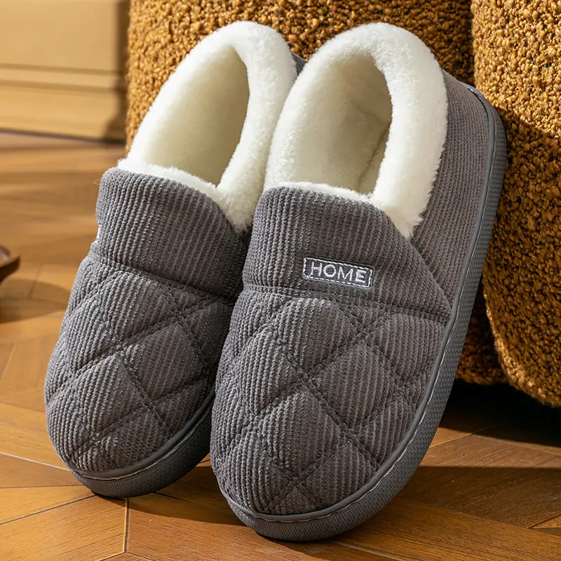 Cotton slippers bag heel home slippers winter women's waterproof down cloth thick shoes non-slip warm cotton shoes men's shoes wholesale