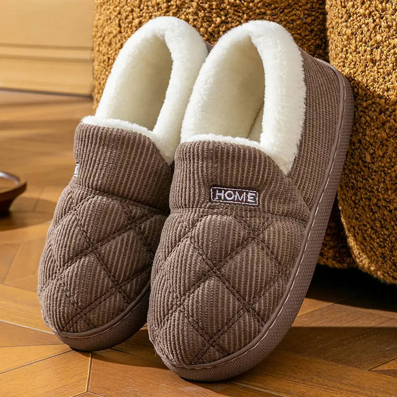 Cotton slippers bag heel home slippers winter women's waterproof down cloth thick shoes non-slip warm cotton shoes men's shoes wholesale