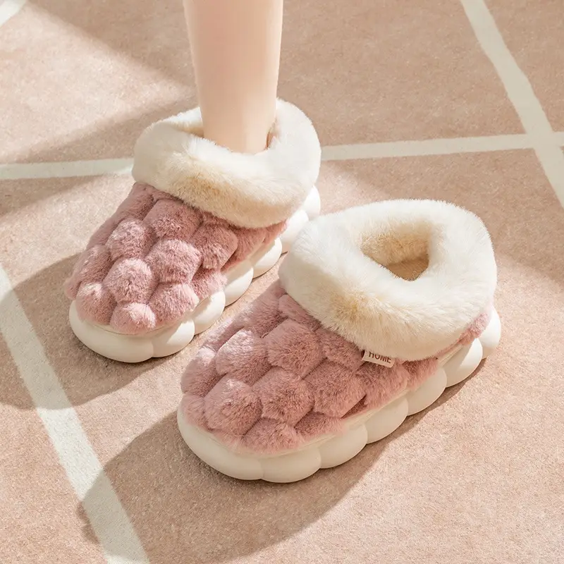 Cotton slippers bag heel home slippers winter women's waterproof down cloth thick shoes non-slip warm cotton shoes men's shoes wholesale