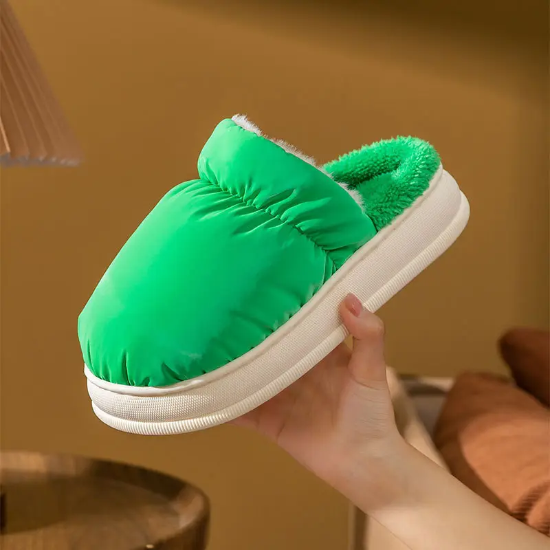 Cotton slippers bag heel home slippers winter women's waterproof down cloth thick shoes non-slip warm cotton shoes men's shoes wholesale