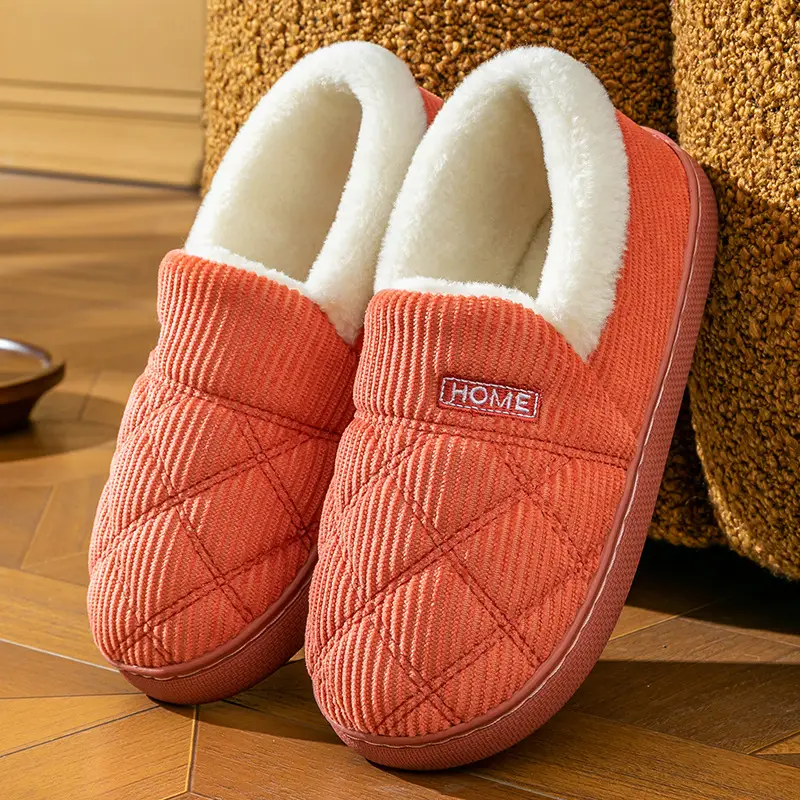 Cotton slippers bag heel home slippers winter women's waterproof down cloth thick shoes non-slip warm cotton shoes men's shoes wholesale