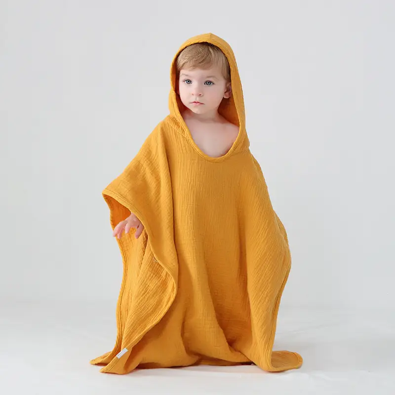 Cotton Hooded Bathrobe for Kids White Absorbent - Image 11