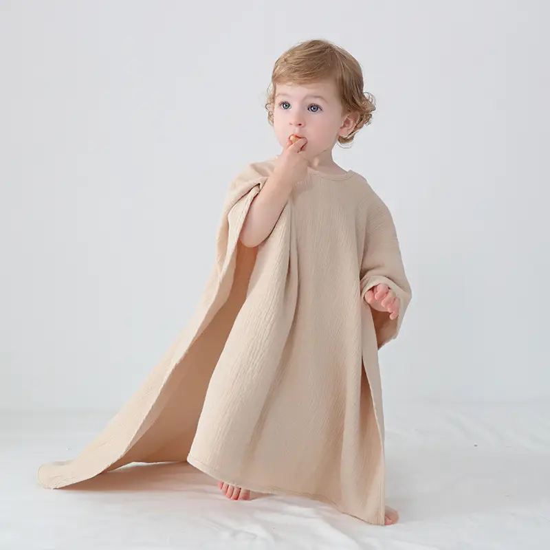 Cotton Hooded Bathrobe for Kids White Absorbent - Image 6