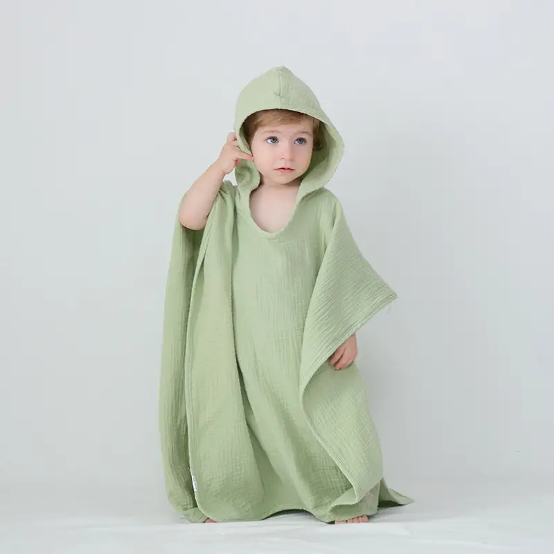 Cotton Hooded Bathrobe for Kids White Absorbent - Image 7