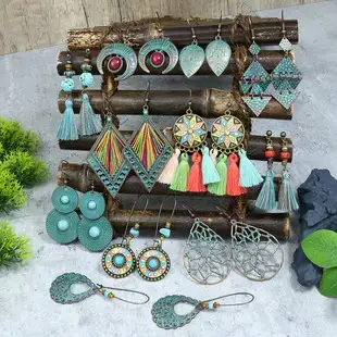 Ancient Silver Geometric Turquoise Hollow Earrings for Women — feature 14
