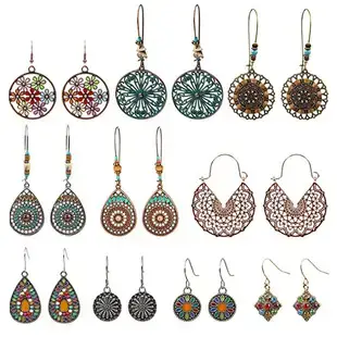 Ancient Silver Geometric Turquoise Hollow Earrings for Women — feature 16