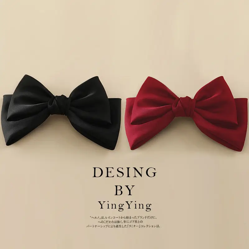 Red & Black Bow Hair Clips for Women - Image 4