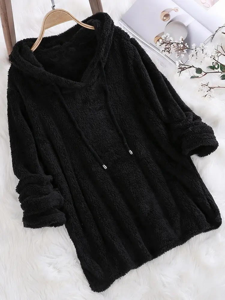 Pink Fluffy Hooded Fleece Pajama for Women — feature 61