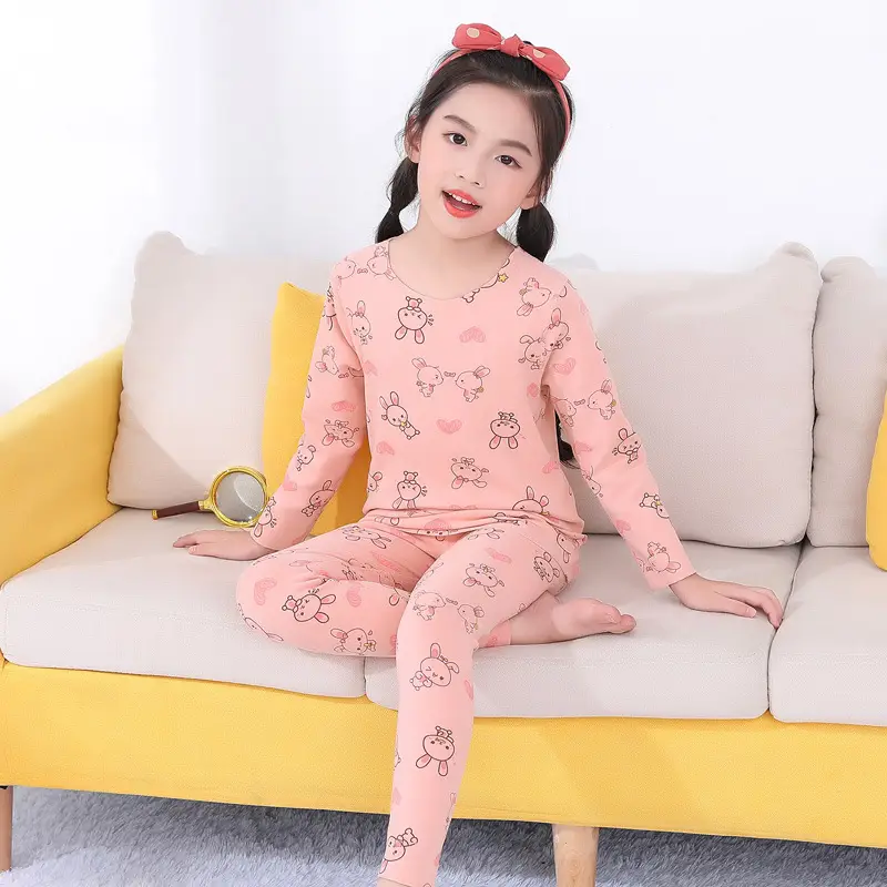 Children's Cartoon Print Pajama Set Blue Grey Kids Winter Sandal Pants - Image 8