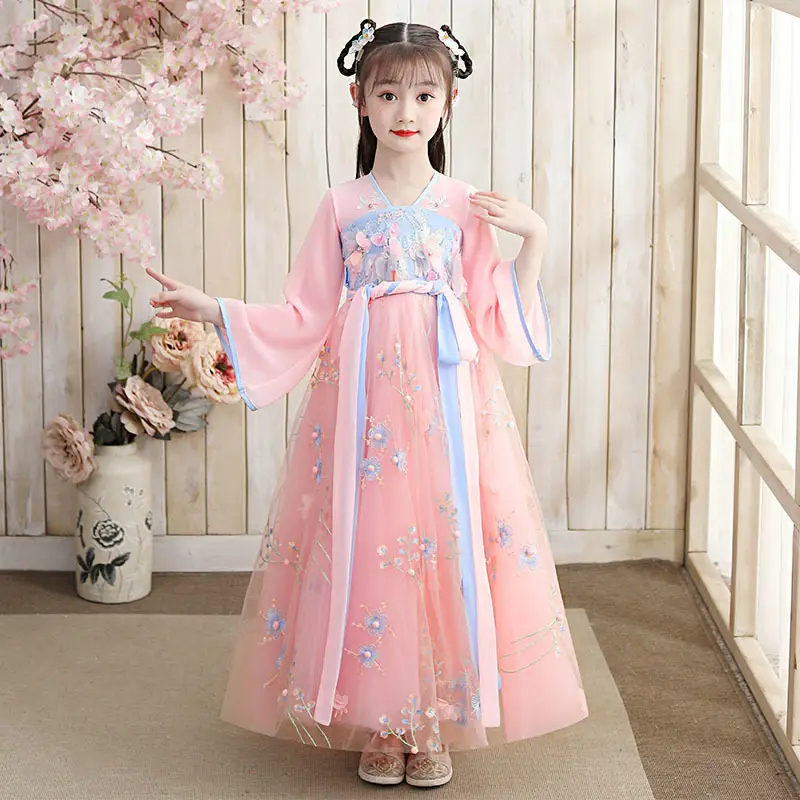 Y2022 Girls Tulle Han Dress Pink Mid-Length - Image 13